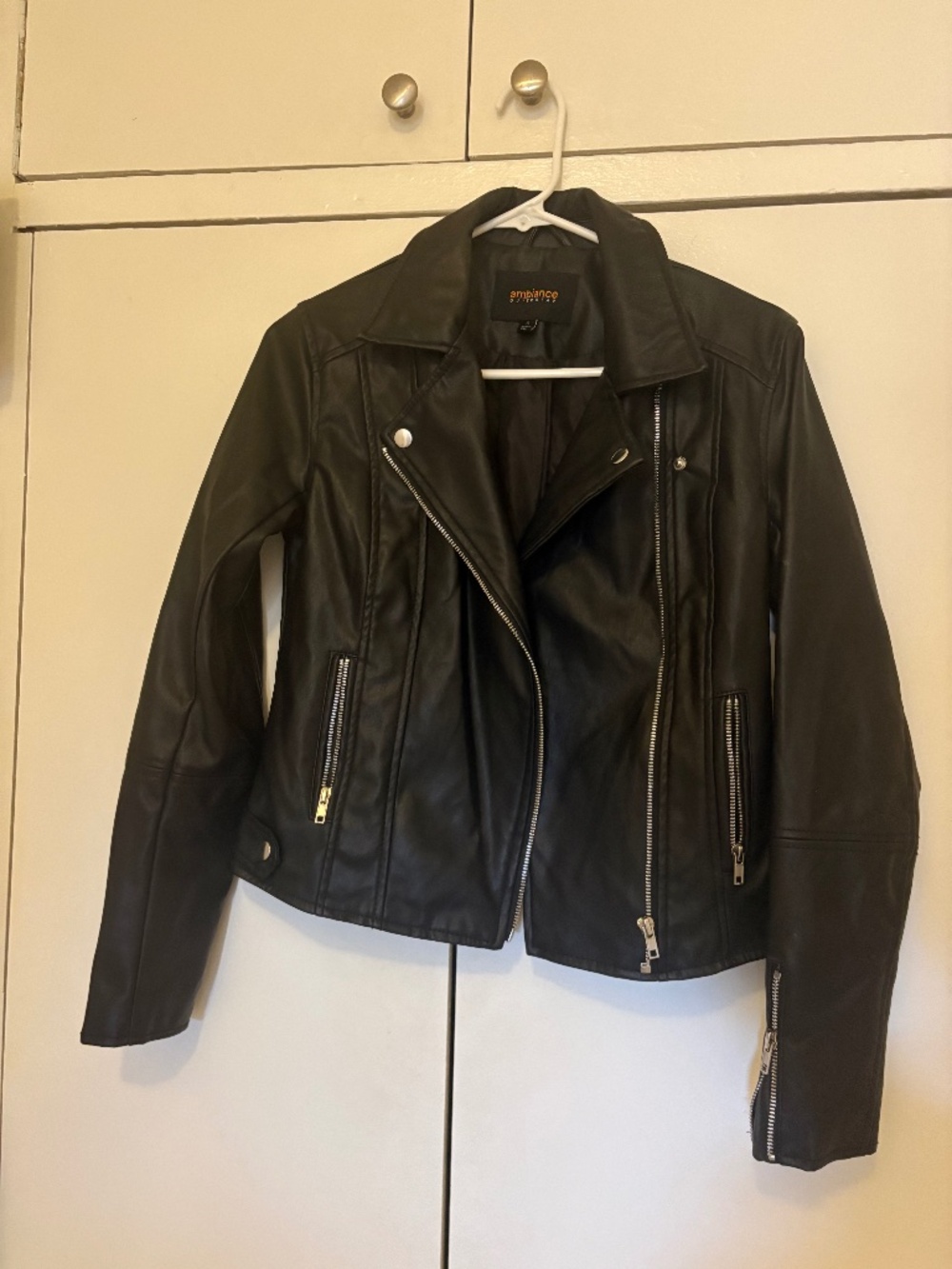 Faux leather biker jacket